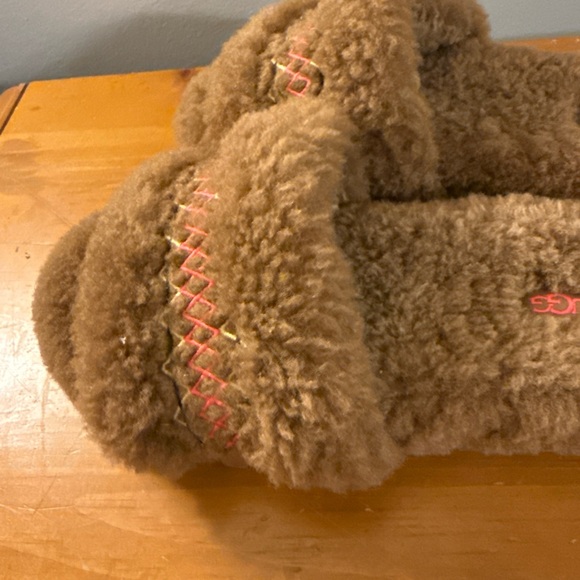 UGG Platform Slippers Clogs Natural Size Women 7 Brown Pink Cozy Comfy - Picture 10 of 11